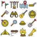 Boy Scouts Set Color Icons In Flat Style.